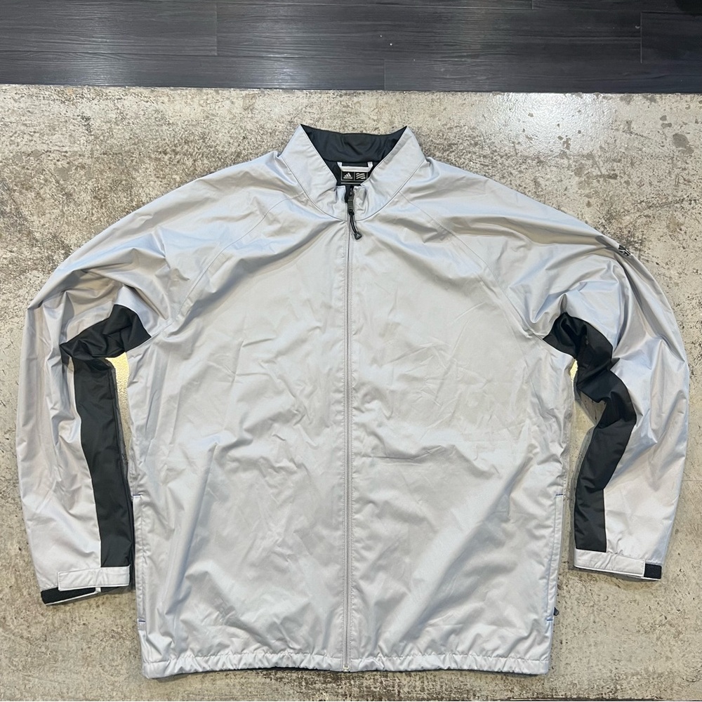 Adidas Climastorm Gray Golf Windbreaker Jacket Men’s XL Lightweight Full Zip